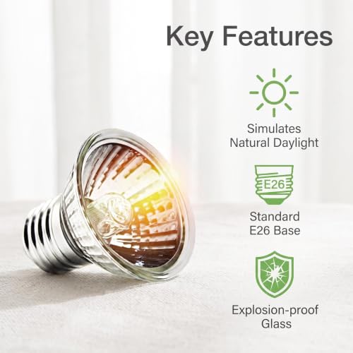 Image of 50W UVA Bulbs Fit E26 Heat Reptile Lamp,4-Pack Turtle Heat Lamp