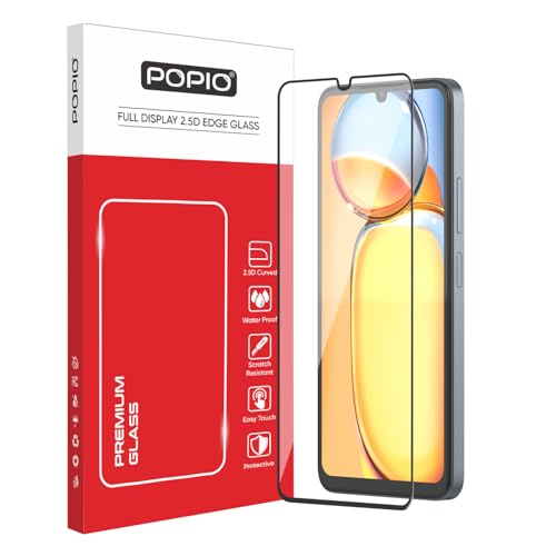 Image of POPIO Military-Grade Gorilla Tempered Glass for Xiaomi Redmi 13C / 13C 5G / Poco C65 | 9H Hardness, Edge-to-Edge, Bubble-Free