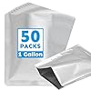 Cloudslucky 50 PCS 1 Gallon Mylar Bags for Food Storage,10" x 14" Resealable Heat Seal Flat Pouches for Long Term Food Storage,Dried Food,Coffee Beans,Tea,Grains,BPA Free(No Zipper,Flat Bottom)
