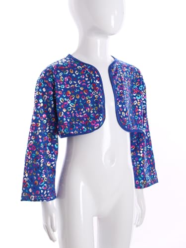 easyforever Kids Girls Boys Metallic Leopard Long Sleeve Crop Cardigan Shrug Tops for Cheerleading Dance Performance4