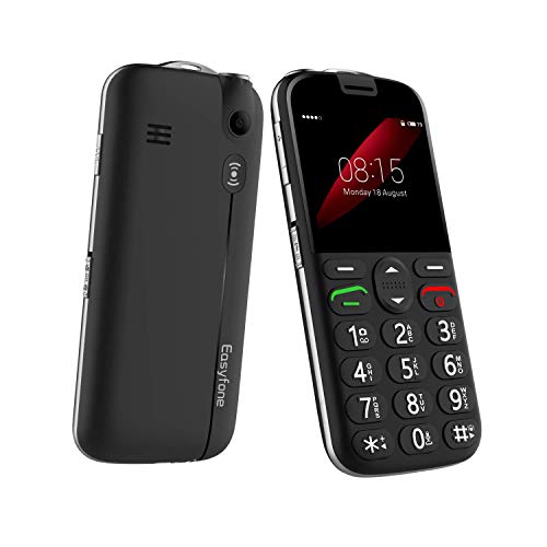 Easyfone Prime-A4 GPS Localisation Unlocked Smart Senior Cell Phone, Big Button Hearing Aids Compatible Easy-to-Use Mobile Phone with Charging Dock (Black)