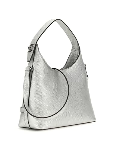 Image of Guess Silver Solid Rosalba Small Hobo Bag