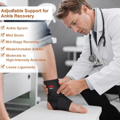 Image of Vinaco Ankle Brace, 2 Pack Ankle Support for Sprained Ankle, Men & Women | Breathable Neoprene, 360 Compression Ankle Support with Adjustable Wrap, Strong Stabilize Ligaments For Sports & Recovery