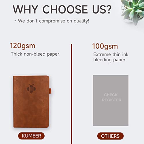 Registre de chèques et de transactions marron avec carnet de chèques rigide - 5