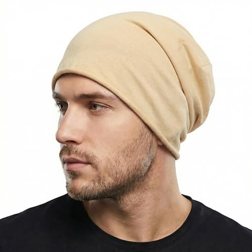 Image of ZLYC Cotton Thin Slouchy Beanie Hat for Men Women Fashion Soft Stretch Knit Skull Cap