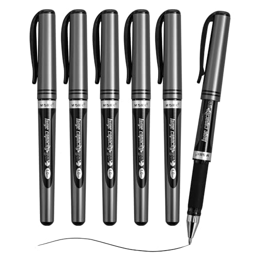 M&G Set 6 bolígrafos gel negro 1.0 mm punta gruesa