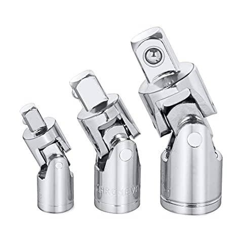 MAEXUS Universal Joint Socket, 1/4", 3/8", 1/2" Universal Joint Socket Sets, 3 Pcs Swivel Extension Drive U-Joints Drive Universal Joint, Universal Bendable Adapter Socket Tools for Father's Day Cover