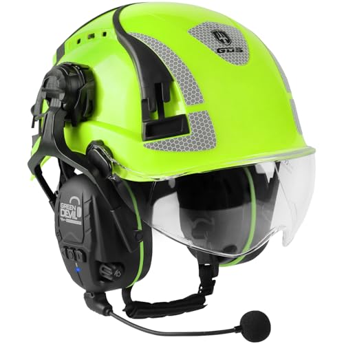 GREEN DEVIL X-Armor Schutzhelm mit Aktivem Gehörschutz und Klarem Visier...