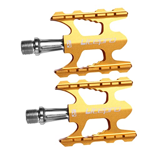 TOYANDONA Pedalear para Ciclismo Ligero Plegable Pedales De Oro Accesorio Tacos De Pedal Golden