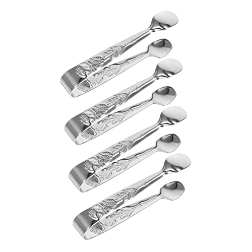 CIYODO Stainless Steel Ice Tongs Sugar Cube Tongs Set Mini Rose Gold Tongs for Ice Cube Lemon Toast Tong