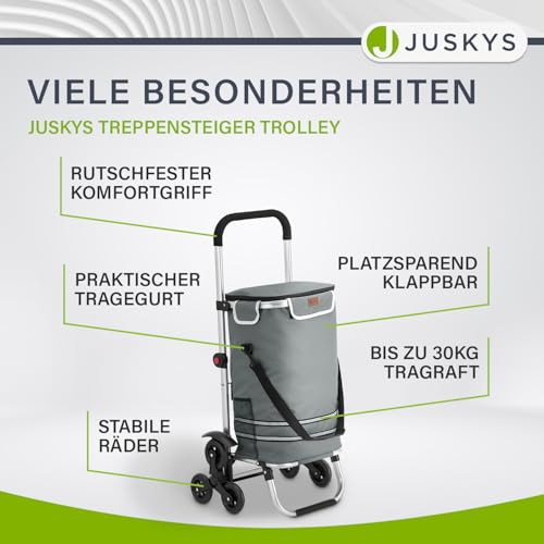 Juskys 3in1 Einkaufstrolley für Treppen - 56 L, modern & klappbar - Treppensteiger Trolley zum Shopping - Sackkarre & Tasche - Trolli Grau – Bild 7