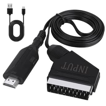 Adaptateur Péritel Vers HDMI HERBYD - Convertisseur Vidéo Audio HD 1080p - Pour TV, PS3, VHS, DVD