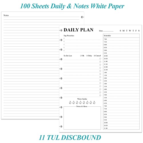 Zgmj Undated Daily Planner Refill - A4 Day Planner Insect To Do List, 100 Sheets/200 Pages Planner And Lined Refill, 11 Disc Hole Punched, 100 Gsm White Paper, 8.5'' X 11'' #TOP3