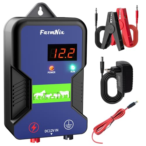 FarmNix 12V Weidezaungerät, 15km Reichweite mit LED Anzeige, 2 Joule / 12kV Elektronisches Elektrischer Weidezaun 230V für Geflügel, Vieh, Haustiere, Steuergerät zum Schutz von Gärten FarmNix 12V Weidezaungerät, 15km Reichweite mit LED Anzeige, 2 Joule / 12kV Elektronisches Elektrischer Weidezaun 230V für Geflügel, Vieh, Haustiere, Steuergerät zum Schutz von Gärten