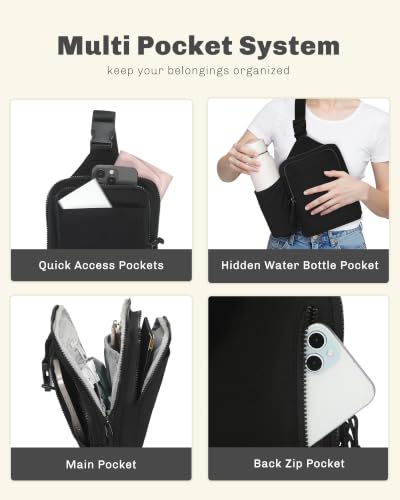 Image of Hynes Eagle Nylon Sling Bag for Women Convertible Crossbody Chest Purse with Reversible Strap for Travel Hiking Work Commute