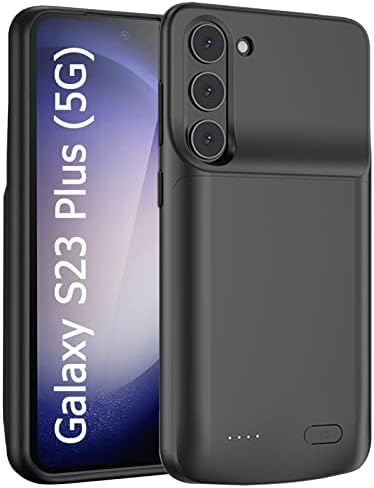 Battery Case for Galaxy S23 Plus, [4800mAh] Slim Portable Protective Fast Charging Case Backup Power Bank Charger Case Battery Pack Compatible with Samsung Galaxy S23 Plus-6.6 inch-Black