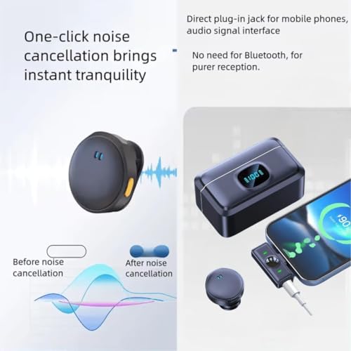 Image of Type-C Port Version 2-in-1 Wireless Magnetic Button Collar Microphone Noise Cancelling Lapel Mic Plug and Play 164ft Range for YouTube Vlog Video Recording