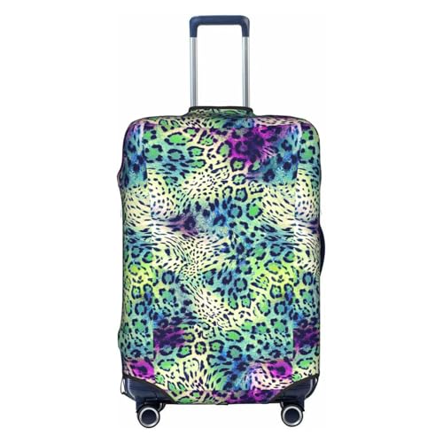 Green Leopard print Luggage cover, suitcase protector, elasticated protective sleeve, fits 18-32 inch suitcases