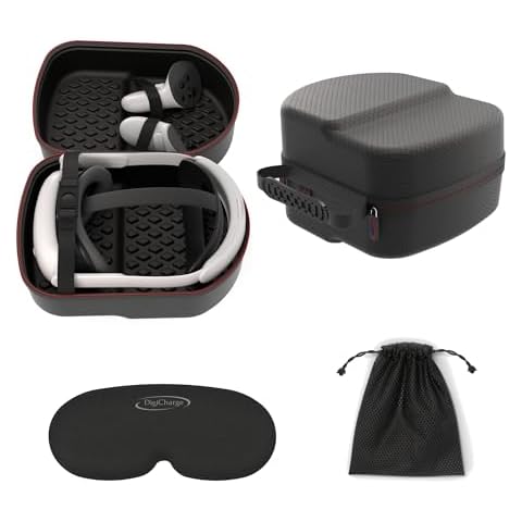 DigiCharge Carry Case for Meta Quest 3S / Quest 3 / Quest 2 and Elite Strap/Elite Battery Strap, Hard Carrying Case Storage for Oculus Quest 2 VR Headset and Controllers Black Diamond Finish Cover