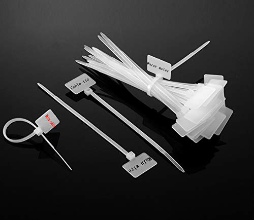 uptodateproducts Write on Ethernet Wire Zip Ties Cable Mark Tags Nylon Power Marking Label, 6 Inch -Set of 100 Pieces