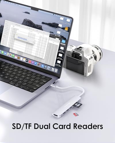 Hub USB C con HDMI 4K@30Hz, PD 100W, Lettore di Schede SD/TF, USB 3.0 e 2.0, Adattatore USB C a USB Compatibile MacBook Pro 2024-2016, Nuovo Mac Air, iPhone Serie 16/15 e Altro(CE18, Argento) - Hub USB - Immagine 2