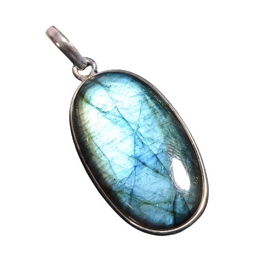 Stunning Labradorite Gemstone Oval Shape Ethnic 925 Sterling Silver Jewellery Pendant 1.6" Best For Her-image-15