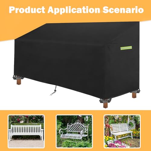 Rouzin Gartenbank Abdeckung Wasserdicht, 420D Schutzhülle Gartenbank für 2-Sitzer, Abdeckhaube Gartenbank UV-Beständig, Abdeckplane Gartenbank-135x67x65/91cm