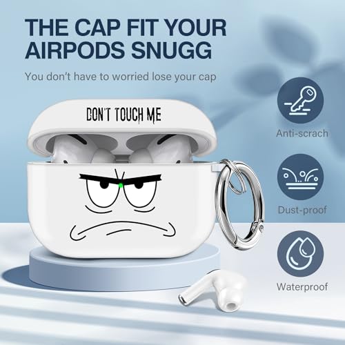 Image of for Airpods Pro 2nd Generation Case,Don't Touch Me Cool Cover with Lanyard Big Eyes Cute Cartoon for Airpods Pro 2nd Generation Case,Soft Shockproof Cover for Women Men-White
