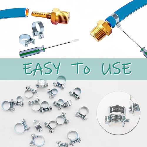 Image of Dianrui 55PCS Hose Clamp Assortment Kit 3 /8 inch Hose Clamps Stainless Steel 304 Worm Gear Hose Clamp & Fuel Injection Hose Clamps for Water Pipe, Plumbing, Tube and Automotive Diesel Petrol Pipe