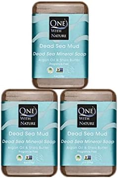 DEAD SEA Salt Mud 4 OZ SOAP 3 PK, Dead Sea Salt, Shea Butter, Argan Oil, Magnesium, Sulfur, Mineral Soap. All Skin Types, Problem Skin. Acne, Eczema, Psoriasis, 100% Natural, Therapeutic