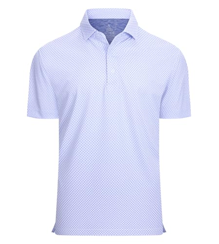 Alex Vando Mens Golf Shirt Moisture Wicking Classic Print Golf Shirts for Men