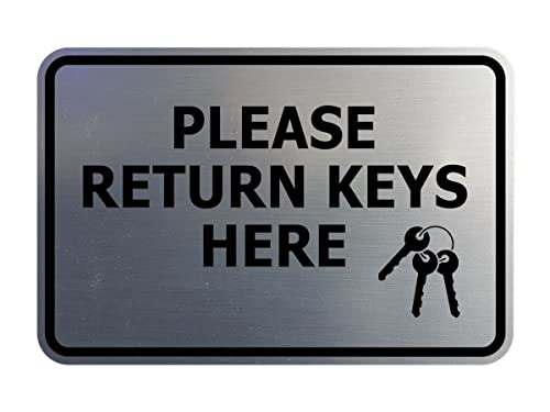 Signs ByLITA Classic Framed Please Return Keys Here Sign (Brushed