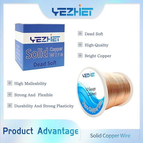999 solid bare copper wire12 gauge 205mm dead soft 1 pound spool pure copper wire for crafts electroculture gardening jewelry making