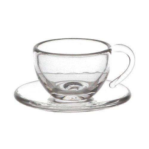 MyTinyWorld Dolls House Miniature Handmade Glass Tea Cup and Saucer