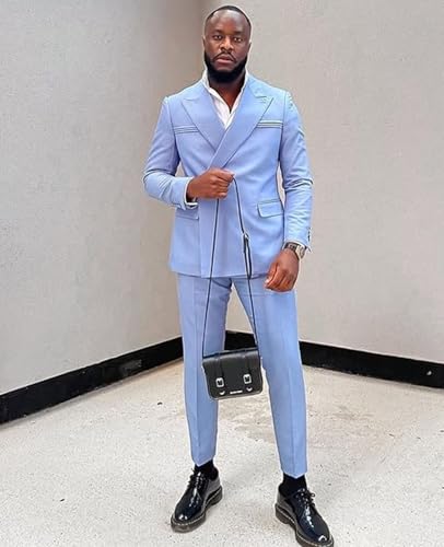Mens Suit for Wedding 2 Piece Formal Slim Fit Suits for Men Business Double Breasted Suit Men Tuxedo for Prom Party3