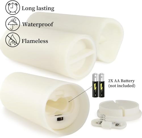 Image of YOROXRG Set of 24 Waterproof Outdoor Flameless Candles, LED Candles with 4 Remote and Timer,(H 4 inch 5 inch 6 inch x D 2.2 inch),for Halloween Wedding Festiv