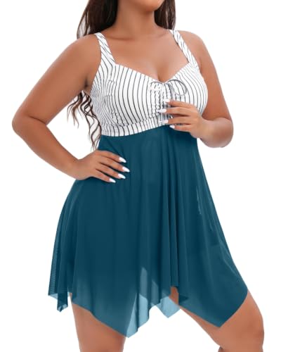 Image of Daci Plus Size Mesh Swim Dress Two Piece Swimsuits with Shorts