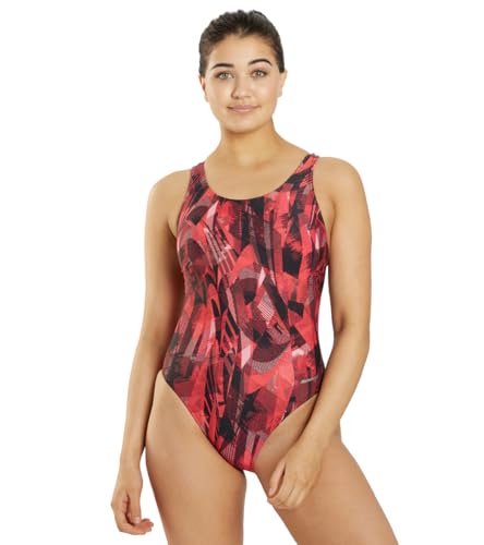 Image of Sporti Wide Strap Athletic One Piece Swimsuit for Women - Graphic Design Pattern - Swim Team Bathing Swimsuit for Competiton