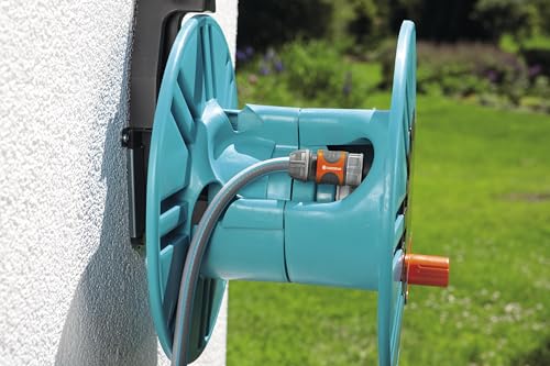 Gardena Classic Wall-Fixed Hose Reel 60 with Hose Protection Guide: for Simple Wall-mounting, with Anti-drip Device, Angled Connection, high Capacity, Space-Saving (2650-20)