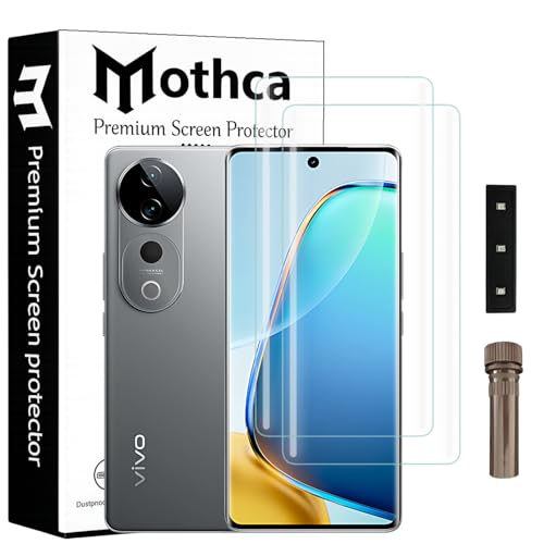 Image of Mothca Curved UV Tempered Glass Screen Protector for Vivo T3 Ultra 5G | Transparent | Pack of 2 | Borderless Full Screen Coverage with UV Installation Kit
