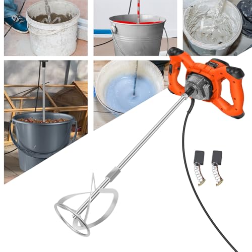 Portable Concrete Cement Mixer Plaster Mixer Paint Mixer 2600W Handheld Electric Paddle Mixer with 6 Adjustable Speed,Concrete Tool for Mixing Feed/Plaster/Paint/Mortar/Cement/Concrete,Orange