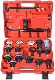 DHA 18pc Car Cooling System Radiator Pressure Tester Kit, Coolant System Radiator Cap Pressure Tester with Hand Vacuum Pump Test Water Leak Detector Kit Automotive Tool