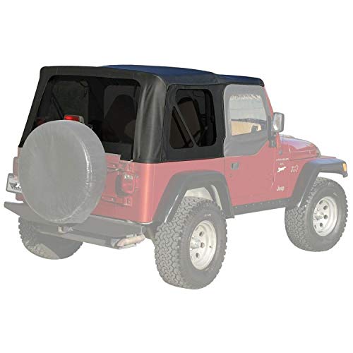 RAMPAGE PRODUCTS 99335 Factory Replacement Soft Top for 1997-2006 Jeep Wrangler with Full Steel Doors, Black Diamond w Tinted Windows