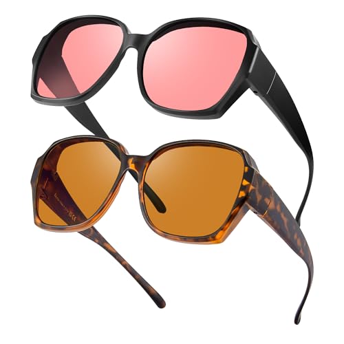 Image of Fluorescent-41 Rose Tinted Fit Over Blue Light Blocking Glasses for Migraine, Light Sensitivity, Photophobia JF7202