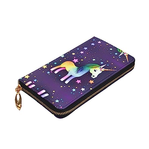 Leather Wallet 7.48 x 4.13 in - Stylish and Durable Wallet for Women with Multiple Compartments and Zipper Design One-horse star Pattern3