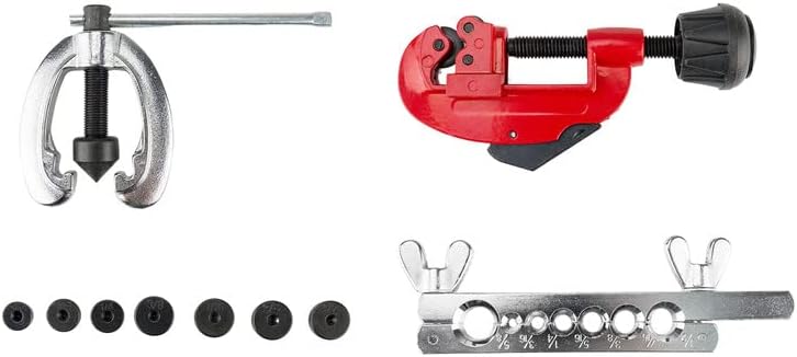 Auto Repair Toolbox, SAE Double Flaring Brake Line Tool Kit with Mini Pipe Cutter Car Truck