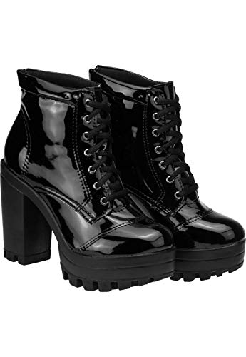 Coturno Lumiss Salto Alto Original (39, Verniz Preto)