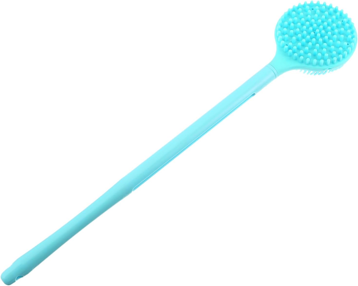Double Sided Silicone Back Scrubber with Long Handle, Pink