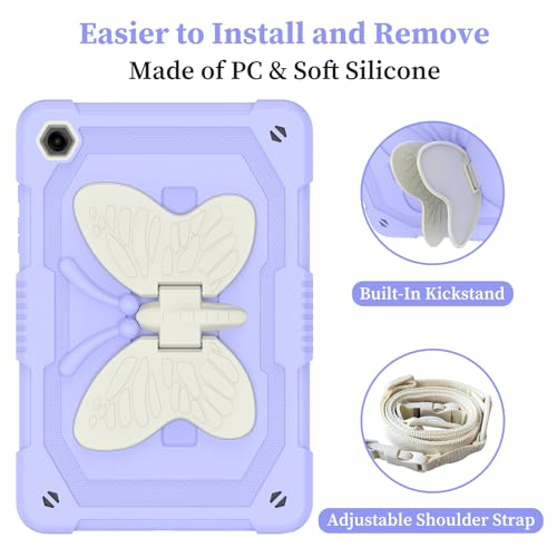 Image of HOGENL Cover for Samsung Galaxy Tab A9+ Plus Case for Kids Girl, Galaxy Tab A9+ 11 inch 2023 Released with Butterfly Stand Shoulder Strap Shockproof Full Body Protective