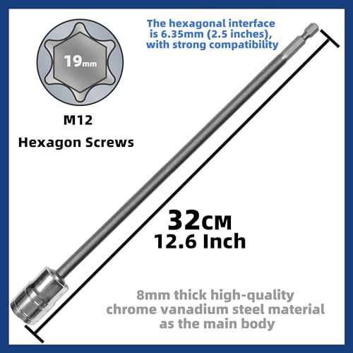 Olicky Wohnwagen Kurbel für Akkuschrauber, Verlängerung Kurbel Mit 19mm Nuss (3/4) für Kurbelstützen Länge 32cm, Geeignet für Wohnwagen und Wohnmobile